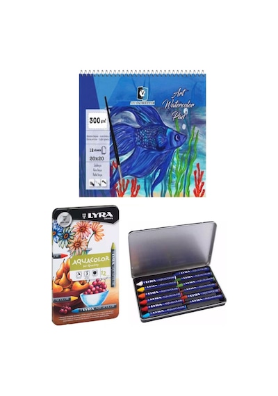 Alex Spiralli Suluboya Defteri 300 Gr 12 Yp 20x20 Cm Lyra Aquacolor Pastel Boya 12 Renk