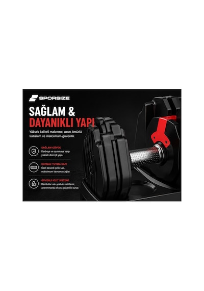 24 Kg Ayarlanabilir Tekli Dambıl 8 Kademeli Standlı Ev Tipi Fitness Ağırlığı