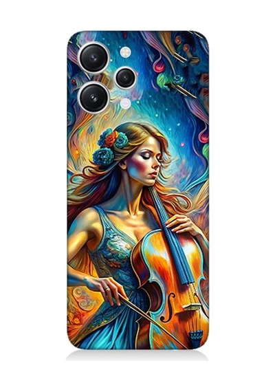 Xiaomi Redmi 12 Uyumlu Viyolonsel Çalan Kadın Desenli Silikon Kılıf