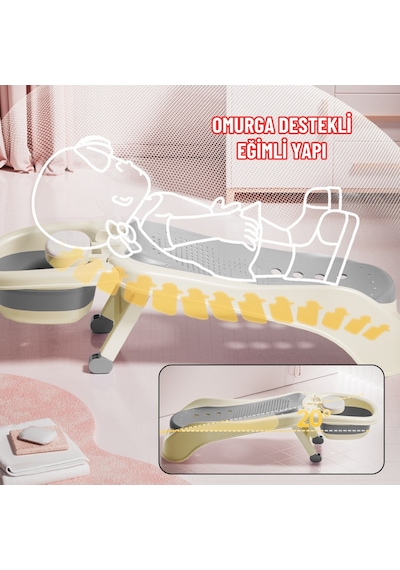 Bebek Banyo Yatağı ve Oturak Yeni Doğan Uyumlu Katlanır Küvet Aparatı Alt Değiştirme Ve Mama Sehpası