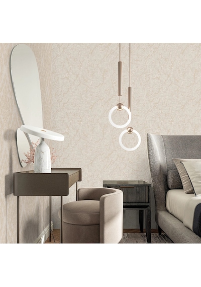 Adawall Düz Desen Duvar Kağıdı Rococo 1406-3/15, Bej, 1.06x15.6m - 16.5m²