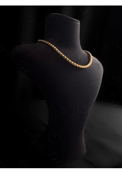 Köşeli Model Choker Gold Çelik Zincir Kolye Choker Serisi Altın