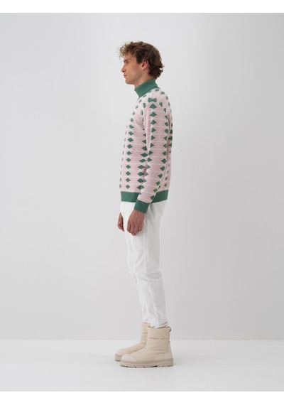 Xint Pembe Regular Fit Balıkçı Yaka Yünlü Kazak 801823