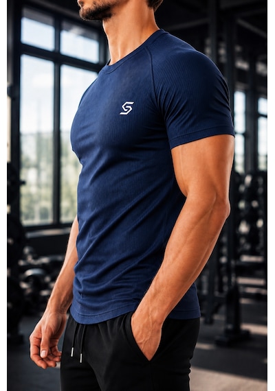 Sapeur 3'lü Erkek Premium Ribana Compression Spor Ve Günlük Tişört - Ultra Esnek Ve Nefes Alan Haki - Lacivert - Bej