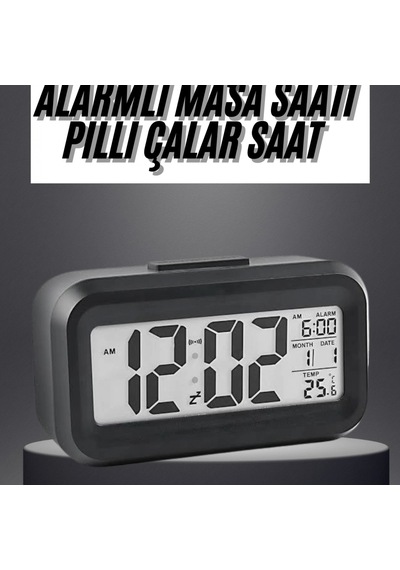 Gece Dijital Masa Saati Dijital Alarmlı Led Ekran Pilli Çalar Saat Renkli 47402257