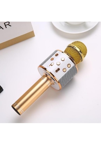 Çocuklar İçin Karaoke Mikrofon Bluetoothlu Mikrofon Speaker Yetişkin İçin Karaoke Aux Usb Sd Kart Girişli Mic Altın Sku: Zeusb0d4b5n3kk