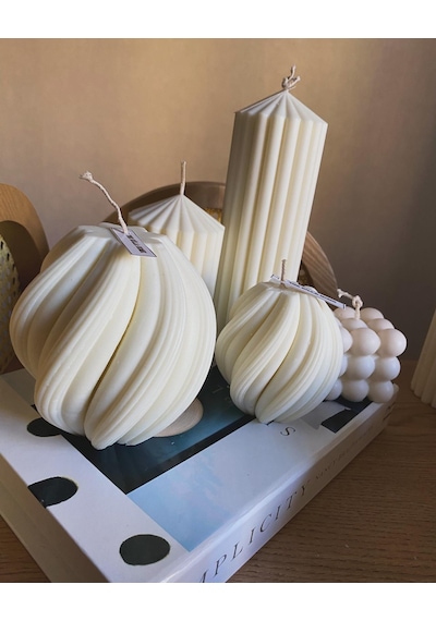 5'li Doğal Dekoratif Mum Seti %100 Soya Wax