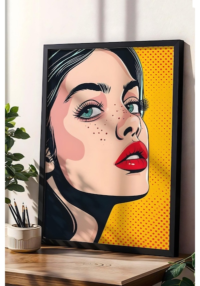 Pop Art Kadın Portresi Çerçeveli Tablo - Pop Art Poster Tablo