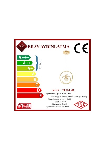 Eray Aydınlatma 2438-1 Sarı Led Avize