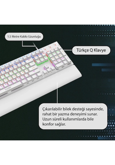 Mekanik Rgb Gaming Klavye Full Size Mekanik Klavye 104 Tuş Türkçe Q Oyuncu Klavyesi Kablolu Rgb Aydınlatmalı