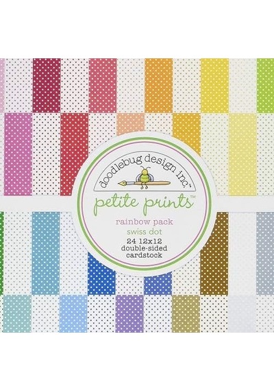 Dooblebug Petite İsviçre Puantiyeli Tonkartons 12 İnç X 12 İnç 2 Rainbow Genel