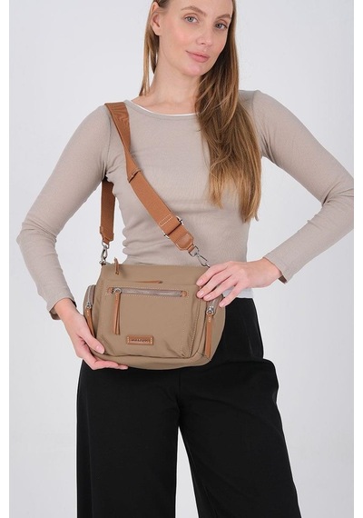 Silver Polo Sp1229 Kadın Çapraz Çanta Saten Vizon-taba