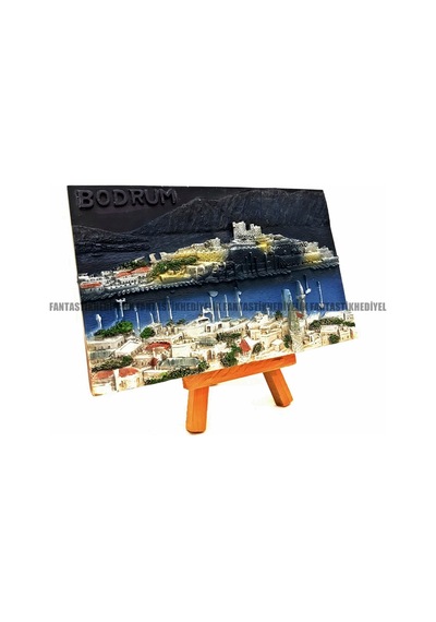 Bodrum Gece Kale Manzaralı Kabartmalı Duvar Masaüstü Pano Tablo