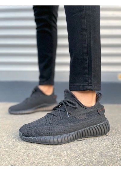 Mevese Morven Erkek , Kadın Triko Sneaker Ayakkabı Günlük Bağcıklı Hafif Spor Modeli - Kömür