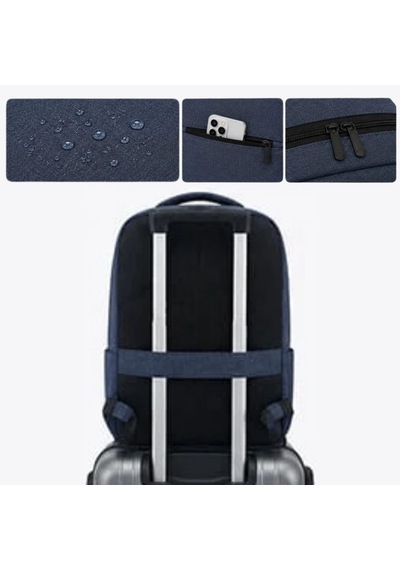 Laptop Sırt Çantası, Bilgisayar Korumalı İç Bölmeli Notebook Çantası, Organizer Cepli Ve Usb Şarj Portlu Lacivert