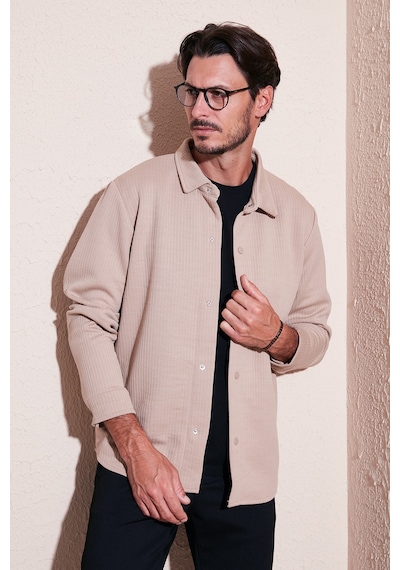 Buratti Fitilli Çıtçıtlı Relaxed Fit Erkek Gömlek 5905510 Vizon