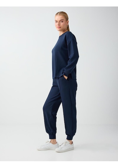 Jimmy Key Lacivert Yüksek Bel Dar Paça Cepli Jogger Pantolon 6ww188602494