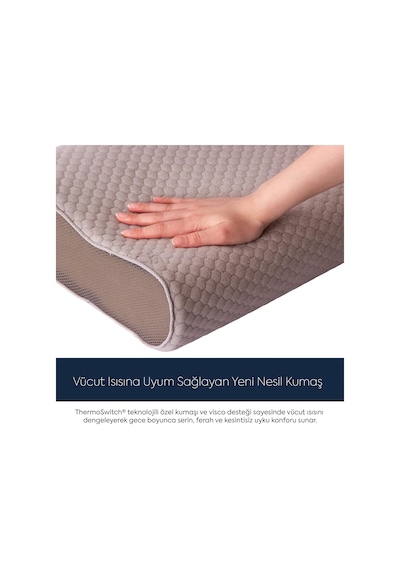 Visco Queen Spacer Thermoswitch Boyun Destekli Ortopedik Visco Yastık 55x35 Cm Çok Renkli