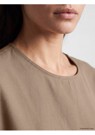 Lcw Vision Kahverengi Bisiklet Yaka Oversize Bluz