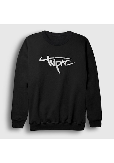 Presmono Unisex Logo Tupac Shakur Sweatshirt Siyah