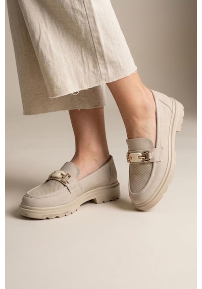 Wanetti 03431 Kadın Ortopedik Günlük Loafer Ayakkabı Krem