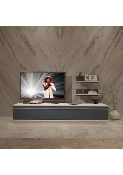 Decoraktiv Eko 4b Mdf Std Tv Ünitesi Tv Sehpası Beyaz - Antrasit