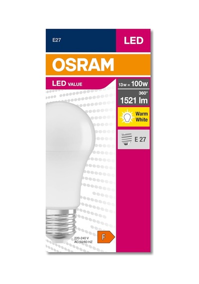 Osram 4052899971097 Led Cla 100, 13 W, 1521 Lümen, 2700 Kelvin, Sarı Işık E27 Duy Ampul, Boy: 12cm E Sku: Smg8690010159557 Açık Kahverengi