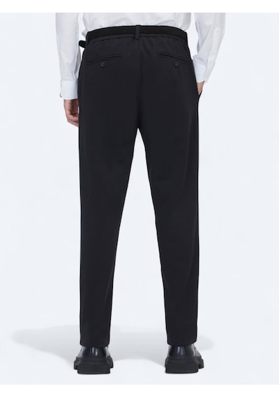 Kip Siyah Dokuma Jogging Fit Casual Pamuk Karışımlı Pantolon