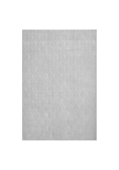 Raschel Carpet Premium Yıkanabilir Leke Tutmaz Yaprak Emboss Açık Gri Özel Seri Kaymaz Taban Halı Yolluk Açık Gri