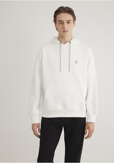 Mavi - Mavi Logo Nakışlı Kapüşonlu Beyaz Sweatshirt 065809-34519