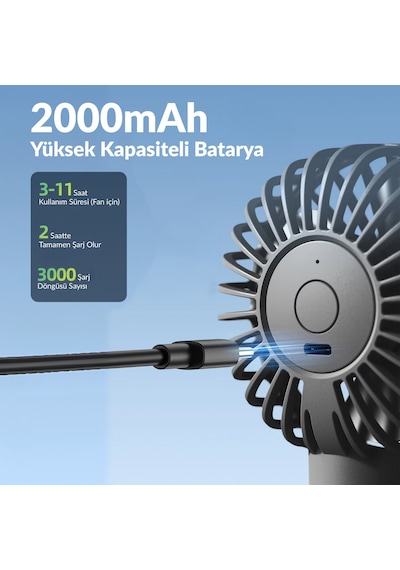 Warmco K31 Su Püskürtmeli Şarjlı El Vantilatörü Taşınabilir Masaüstü Standlı 3 Kademeli Serinletici Mini Soğutucu Fan Pembe