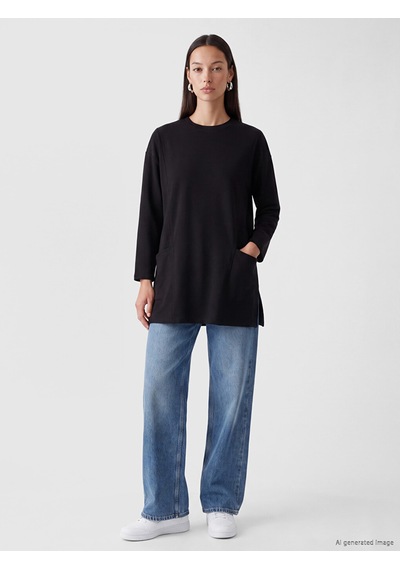 LC Waikiki Lc Waıkıkı Siyah Soft Touch Kadın Sweatshirt Tunik