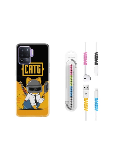 Oppo Reno 5 Lite Kılıf Kablo Koruyuculu Cat G 1677