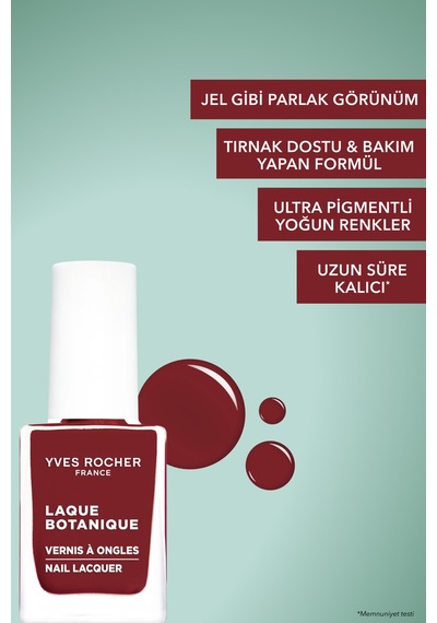 Yves Rocher Laque Botanique Ultra Parlak Renkli Vegan Oje - 33 Bordo Tırnak Dostu & Vegan