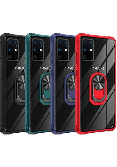 Samsung Uyumlu Galaxy S20 Plus Kılıf Standlı Yüzüklü Mola Silikon Kapak