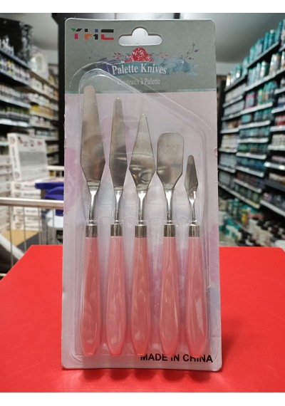 Palette Knives Çelik Spatula 5li Paket Pembe Saplı