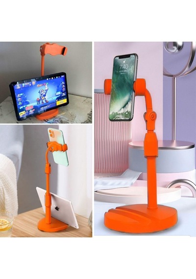Masa Üstü Tablet Ve Telefon Tutucu Plastik Aparat Turuncu Telefon Standı Go53/05276