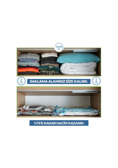 Family Co. Vakumlu Hurç Poşet Setleri 3 Parça 80x100-2, 100x130-1 Diğer