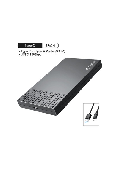 Orico USB 3.1 Type-C 2.5 inç Sata Harici Slim SSD HDD Harddisk Kutusu 2526C3