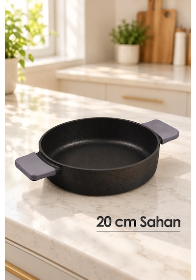 7 Parça Döküm Granit Tencere Sahan Seti Siyah