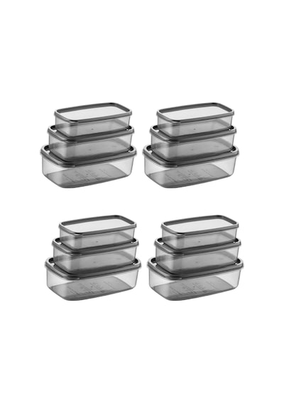 Oval 12 Parça Hava Almaz Sızdırmaz Saklama Kabı Seti Füme 4x 300/500/800 Ml Füme