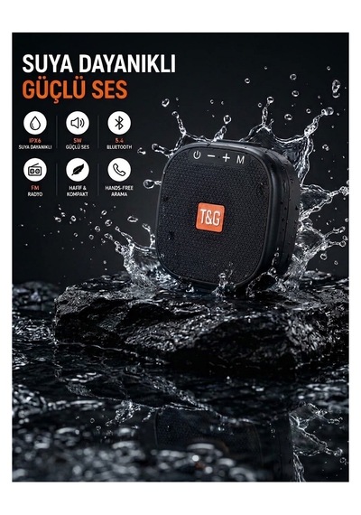 T&g Tg-444 Bluetooth 5.4 Taşınabilir Mini Hoparlör 5w Ipx6 Suya Dayanıklı Fm Radyo Usb Siyah
