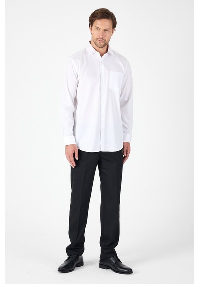 İmza Beyaz Uzun Kol Sert Yaka Cepli Non Iron Comfort Fit Pamuklu Gömlek 1004250268 Beyaz