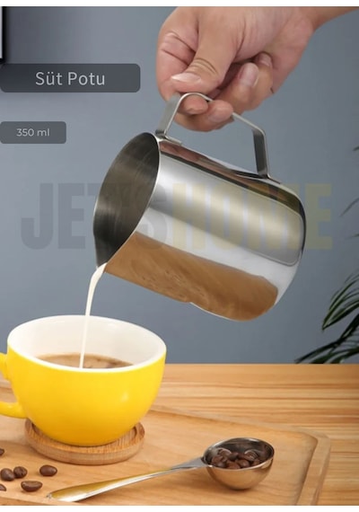 Süt Potu Paslanmaz Süt Köpürtme Sürahisi Çelik Pitcher 350 Ml