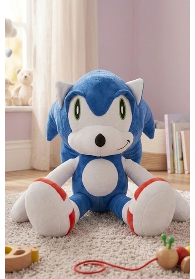 50 Cm Büyük Boy Sonic Peluş Oyuncak Yumuşacık Sevimli Kahraman Çocuk Hediyesi Mavi