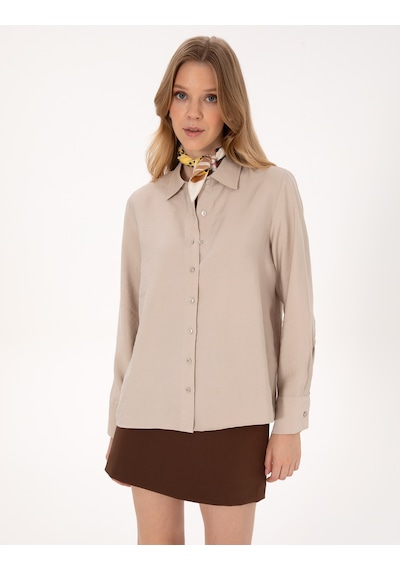 Pierre Cardin Kadın Vizon Gömlek Desenli 50318219-vr052 Vizon