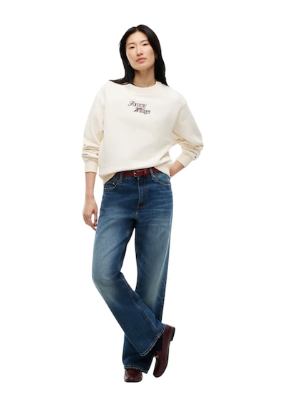 Tommy Hilfiger Scrıpt Regular C-nk Swt Kadın Bej Sweatshirt - Ww0ww51598