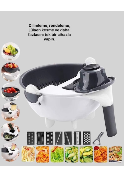 5 Fonksiyonlu Döner Süzgeçli Rende Ve Dilimleyici Aparat