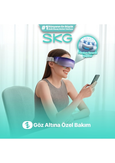 SKG KS700-e Akıllı Göz Masaj Aleti / Robotu Soğuk Kompress Mobil App, Isı Terapisi & Termoterapi Mor-lacivert