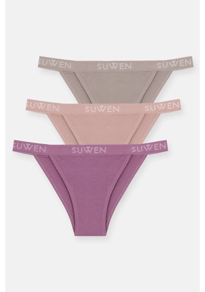 3'lü Pamuklu Lastikli Normal Bel Slip Külot Pembe